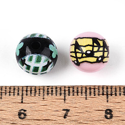 オペークプリントアクリルビーズ  ラウンド  ミックスカラー  10mm  穴：2mm&nbsp;SACR-T035-01M