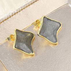 Brass Enamel Stud Earrings for Women&nbsp;KK-CBA760A-07G-02