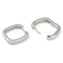 Rack Plating Square Brass Micro Pave Cubic Zirconia Hoop Earrings&nbsp;EJEW-Z059-13P