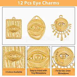 12Pcs 6 Styles 304 Stainless Steel Pendant Rhinestone Settings&nbsp;STAS-DC0013-78