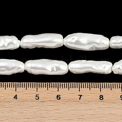 電気メッキガラスビーズ連売り  模造パール  ナゲット  ホワイト  20~22x8~8.5mm  穴：1.2mm  約19個/連  15.75''（40センチメートル）&nbsp;GLAA-H039-03A