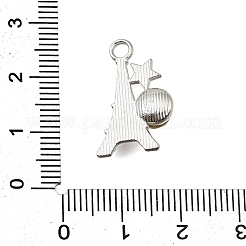 合金ラインストーンペンダント  エッフェル塔と星のチャーム  プラチナ  21.5x14x4.5mm  穴：2.3mm&nbsp;FIND-E049-09P