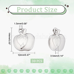 304ステンレススチールチャーム  りんご  ステンレス鋼色  14x12x3.5mm  穴：1.5mm  30個/箱&nbsp;STAS-DC0011-23