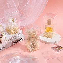 長方形折りたたみ透明PVC収納ボックス68個  化粧品用のギフトケース  ジュエリー収納  透明  7.1x7.1x15.1cm&nbsp;CON-WA0001-16