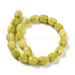 合成貝殻で染めた彫刻ビーズの連売り  花  ライム  12x10mm  穴：1.5mm  約26個/連  12.20''（31センチメートル）&nbsp;SHEL-K007-08C-04