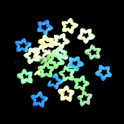 光る手作りポリマークレイカボション  中空スター  暗闇で光る  ミックスカラー  6~7x6.5~8x1~1.5mm  約11365個/500g&nbsp;PY-CBA5A20-17
