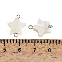 Natural Shell Star Connector Charms&nbsp;STAS-D378-26P