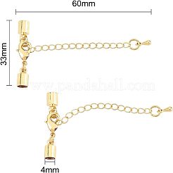 真鍮アジャスターチェーン  コードエンドとカニカン付き  ミックスカラー  約33mm長  コー​​ド終了：9x5mm  穴：4mm  4色  10セット / カラー  40セット /箱&nbsp;KK-FH0001-47