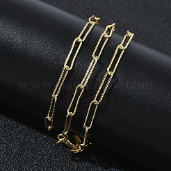 2.7MM Brass Textured Paperclip Chain Necklaces for Women&nbsp;KK-CBA2293-19G
