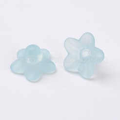 透明なアクリルビーズ  花  艶消し  ライトブルー  10x5mm  穴：1mm  約420個/50g&nbsp;X-PL554-11