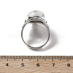 ナチュラル ハウライト アジャスタブル リング  アンティークシルバートーンの真鍮製指輪  菱形  22mm  内径：18mm&nbsp;G-P560-03AS-01