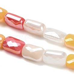 電気メッキガラスビーズセット  長方形  多面カット  サンゴ  7x4x3mm  穴：0.8mm  約60~61個/連  15.75''~16.02''（40~40.7センチメートル）&nbsp;EGLA-P068-01A-10