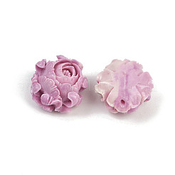 合成サンゴ染め彫刻ビーズ  花  パープル  22x20x12.5mm  穴：1.2mm&nbsp;X1-SHEL-D001-01C