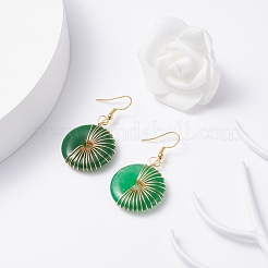 Donut Natural Malaysia Jade Dangle Hoop Earrings&nbsp;EJEW-JE04746