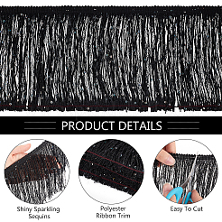 Paillette Tassel Polyester Ribbon Trim&nbsp;OCOR-WH0078-145A