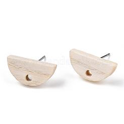 Ash Wood Stud Earring Findings&nbsp;EJEW-N017-011N