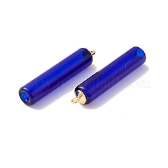 手作りランプワークペンダント  金合金ビーズキャップペンダントベイル付き  香水瓶  ブルー  40x8mm  穴：1.8mm&nbsp;GLAA-H017-02A