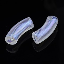 透明なアクリルビーズ  グリッターパウダー  カーブチューブ  透明  35x14x12mm  穴：4mm  約148個/500g&nbsp;OACR-N008-082