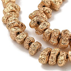 電気メッキされた天然溶岩岩ビーズ連売り  チップ  ライトゴールドメッキ  3~4x6~11x4~6mm  穴：1mm  約107~111個/連  15.35~15.75''（39~40センチメートル）&nbsp;G-I360-U01-02