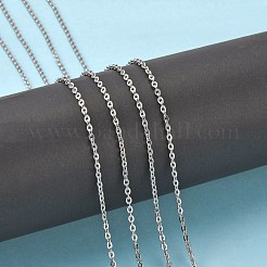 変色しにくい304ステンレススチール製メンズネックレスチェーン  ハンダ付け  ステンレス鋼色  フラットオーバル  3x2.5mm&nbsp;STAS-N051-02