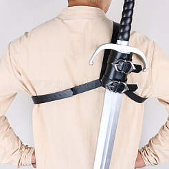 PUレザー調節可能な剣鞘  鉄パーツ  レトロな中世の衣装アクセサリー  ブラック  1360mm&nbsp;AJEW-WH0248-584B
