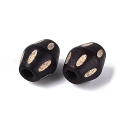 天然シマウッドのヨーロピアンビーズ  双円錐形  染め  大穴ビーズ  ブラック  17x13~14x13~14mm  穴：5mm&nbsp;WOOD-Q001-02