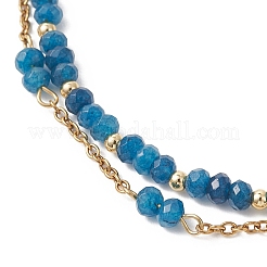 Adjustable Natural Malaysia Jade & 304 Stainless Steel Multi-strand Bracelets&nbsp;BJEW-JB13035-01