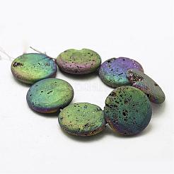 Electroplated Natural Druzy Geode Crystal Beads Strands&nbsp;G-N0251-30mm-06