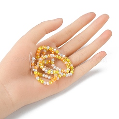 電気メッキガラスビーズセット  多面カット  ロンデル  オレンジ  4.5x3.5mm  穴：1mm  約140~143個/連  18.90インチ〜19.29インチ（48cm〜49cm）&nbsp;EGLA-yw0002-C04