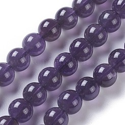 天然石アメジストビーズ連売り  グレードA  ラウンド  8mm  穴：1mm  約49~51個/連  15.3インチ〜15.75インチ（39~40cm）&nbsp;G-P428-08-8mm
