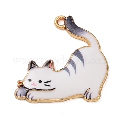 メッキ合金エナメルチャームラック  ゴールドカラー  猫のチャーム  ミックスカラー  25x25x2mm  穴：2mm&nbsp;FIND-Q099-09G