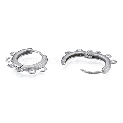 変色しにくい304ステンレススチールフープピアス金具  垂直ループ付き  ステンレス鋼色  17.5x21x2.5mm  穴：1mm  ピン：1mm&nbsp;STAS-N092-188