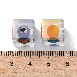 UVメッキレインボー虹色アクリルビーズ  二層ビーズ  多面カット  キューブ  12x12x12mm  穴：2.5mm&nbsp;OACR-H112-20D