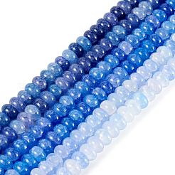 3連 3色のガラスビーズ連売り  天然石風  ロンデル  染め  ブルー  8~8.5x4.5~5mm  穴：1~1.2mm  約155~159個/連  30.12~31.30インチ（76.5~79.5cm）  1本/色&nbsp;GLAA-TA0004-08