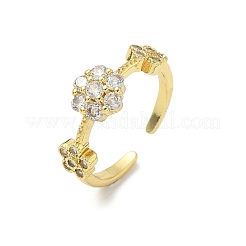 Brass Micro Pave Cubic Zirconia Cuff Open Rings&nbsp;RJEW-C163-22G