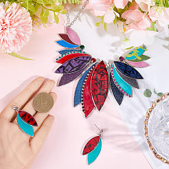 Leaf Alloy with Imitation Leather Pendant Necklace & Stud Dangle Earring&nbsp;SJEW-CL0001-02