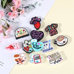 15 個 15 スタイル食品グレードのシリコーン焦点ビーズ  ミックスカラー  15.5~30x25~30x7~8.5mm  穴：3mm  1個/スタイル&nbsp;SIL-SZ0001-77