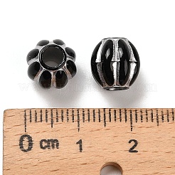 不透明なアクリルビーズ  シルバーライン入り  ブラック  ラウンド  10x9.5mm  穴：3.8mm  約1219個/500g&nbsp;MACR-K359-54A