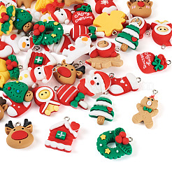 40Pcs 20 Styles Christmas Theme Opaque Resin Pendants&nbsp;RESI-TA0003-58
