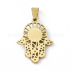 合成ターコイズペンダント  hamsa hand/hand of miriam チャーム  宗教  PVD真空メッキ304ステンレス鋼製金具  ゴールドカラー  25x20x3mm  穴：7.5x4mm&nbsp;STAS-P315-11G