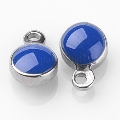 304ステンレススチールチャーム  エナメル  エポチャーム  フラットラウンド  ステンレス鋼色  ミックスカラー  6~7x4~5x2~3 MMMM  穴：0.5mm&nbsp;STAS-P050