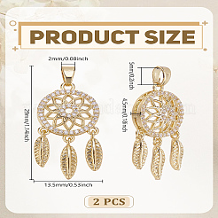 2Pcs Brass Micro Pave Cubic Zirconia Pendants&nbsp;ZIRC-LP0001-01