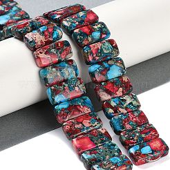 ナチュラルインペリアルジャスパービーズ連売り  染め  長方形  カラフル  20.5x10.5x6mm  穴：1.1mm  約20個/連  8.07インチ（20.5cm）&nbsp;G-L604-F01-01I