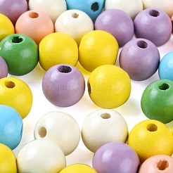 240Pcs 6 Colors Painted Natural Wood Beads&nbsp;WOOD-LS0001-47