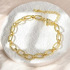 Brass Oval Link Chain Bracelets for Women Men&nbsp;BJEW-K273-15G