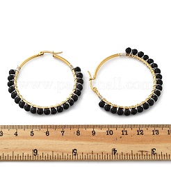 Beaded Hoop Earrings&nbsp;X-EJEW-JE03830-04