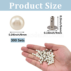 300Pcs ABS Plastic Imitation Pearl Rivet Studs&nbsp;KY-CL0001-02B