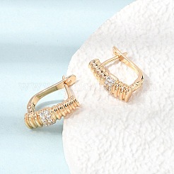 Brass Micro Pave Cubic Zirconia Hoop Earrings&nbsp;KK-CBACA55-08G