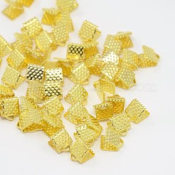 アイアン製カシメリボン止めエンドパーツ  ゴールドカラー  8x8mm  穴：2mm&nbsp;E004Y-G