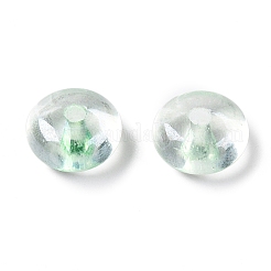 透明な染色ガラスシードビーズ  ドーナツ  淡緑色  6x3mm  穴：1.2mm  約2500個/ポンド&nbsp;SEED-T007-02D